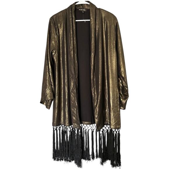 Anthropologie In Our Nature Metallic Kimono Women's XL NO BELT Fringe Tassel - Picture 1 of 7